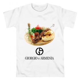 Мужская футболка хлопок с принтом Giorgio s Armenia в Курске, 100% хлопок | прямой крой, круглый вырез горловины, длина до линии бедер, слегка спущенное плечо. | антибренд | гиоргий с армении | стиль | тренд