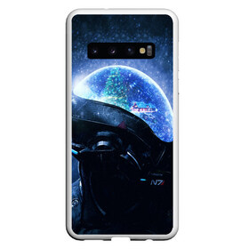 Чехол для Samsung Galaxy S10 с принтом MASS EFFECT CHRISTMAS в Курске, Силикон | Область печати: задняя сторона чехла, без боковых панелей | amdromeda initiative | andromeda | game | gun | hemet | n7 | rifle | ryder | soldier | space | star | weapon