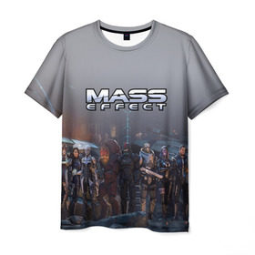 Мужская футболка 3D с принтом Mass Effect в Курске, 100% полиэфир | прямой крой, круглый вырез горловины, длина до линии бедер | amdromeda initiative | andromeda | game | gun | hemet | n7 | rifle | ryder | soldier | space | star | weapon