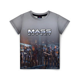 Детская футболка 3D с принтом Mass Effect в Курске, 100% гипоаллергенный полиэфир | прямой крой, круглый вырез горловины, длина до линии бедер, чуть спущенное плечо, ткань немного тянется | amdromeda initiative | andromeda | game | gun | hemet | n7 | rifle | ryder | soldier | space | star | weapon