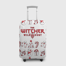 Чехол для чемодана 3D с принтом The Witcher Новогодний в Курске, 86% полиэфир, 14% спандекс | двустороннее нанесение принта, прорези для ручек и колес | wild hunt | арбалет | ведьмак 3 | геральт | год | дикая | магия | новый | охота | снег | цири