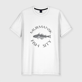 Мужская футболка хлопок Slim с принтом Мурманск в Курске, 92% хлопок, 8% лайкра | приталенный силуэт, круглый вырез ворота, длина до линии бедра, короткий рукав | мурмаск