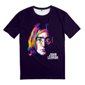 Мужская футболка 3D с принтом Джон Леннон в Курске, 100% полиэфир | прямой крой, круглый вырез горловины, длина до линии бедер | the beatles | битлз | британия | джон | леннон | ленон | рок | рок н ролл | хард рок | хиппи