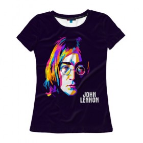 Женская футболка 3D с принтом Джон Леннон в Курске, 100% полиэфир ( синтетическое хлопкоподобное полотно) | прямой крой, круглый вырез горловины, длина до линии бедер | the beatles | битлз | британия | джон | леннон | ленон | рок | рок н ролл | хард рок | хиппи