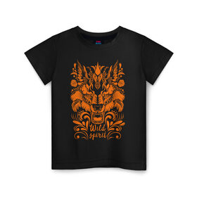 Детская футболка хлопок с принтом Wild Fox в Курске, 100% хлопок | круглый вырез горловины, полуприлегающий силуэт, длина до линии бедер | fox | siberia | wild | волк | животные | лиса | свобода | сибирь