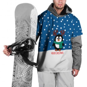 Накидка на куртку 3D с принтом Праздничный пингвинчик в Курске, 100% полиэстер |  | christmas | deer | new | pinguin | snow | snowflakes | winter | xmas | year | год | зима | новый | олень | пингвин | рождество | снег | снежинки