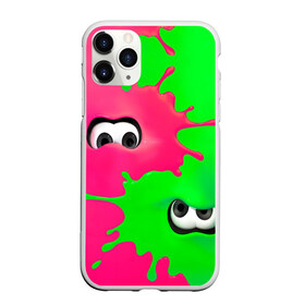 Чехол для iPhone 11 Pro матовый с принтом Splatoon в Курске, Силикон |  | Тематика изображения на принте: брызги | глаза | зеленый | игра | краски | розовый | салатовый