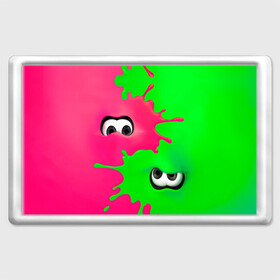 Магнит 45*70 с принтом Splatoon в Курске, Пластик | Размер: 78*52 мм; Размер печати: 70*45 | Тематика изображения на принте: брызги | глаза | зеленый | игра | краски | розовый | салатовый