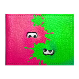 Обложка для студенческого билета с принтом Splatoon в Курске, натуральная кожа | Размер: 11*8 см; Печать на всей внешней стороне | брызги | глаза | зеленый | игра | краски | розовый | салатовый