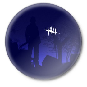 Значок с принтом DEAD BY DAYLIGHT в Курске,  металл | круглая форма, металлическая застежка в виде булавки | Тематика изображения на принте: dead by daylight | game | hillbilly | maniacs | trapper | wraith | деревенщина | игра | мертвые днем | охотник | призрак