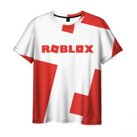 Мужская футболка 3D с принтом ROBLOX Red в Курске, 100% полиэфир | прямой крой, круглый вырез горловины, длина до линии бедер | block | lego | logo | minecraft | online | oof | quest | roblocks | roblockx | roblox | studio | блок | блоки | голова | игра | игры | квест | лего | лицо | лого | логотип | майнкрафт | онлайн | роблокс | символ | студия
