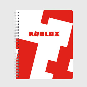 Тетрадь с принтом ROBLOX Red в Курске, 100% бумага | 48 листов, плотность листов — 60 г/м2, плотность картонной обложки — 250 г/м2. Листы скреплены сбоку удобной пружинной спиралью. Уголки страниц и обложки скругленные. Цвет линий — светло-серый
 | block | lego | logo | minecraft | online | oof | quest | roblocks | roblockx | roblox | studio | блок | блоки | голова | игра | игры | квест | лего | лицо | лого | логотип | майнкрафт | онлайн | роблокс | символ | студия