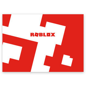 Поздравительная открытка с принтом ROBLOX Red в Курске, 100% бумага | плотность бумаги 280 г/м2, матовая, на обратной стороне линовка и место для марки
 | block | lego | logo | minecraft | online | oof | quest | roblocks | roblockx | roblox | studio | блок | блоки | голова | игра | игры | квест | лего | лицо | лого | логотип | майнкрафт | онлайн | роблокс | символ | студия