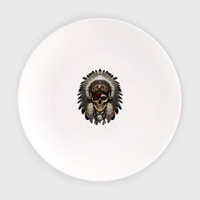 Тарелка с принтом Индеец в Курске, фарфор | диаметр - 210 мм
диаметр для нанесения принта - 120 мм | индеец | индейцы | хиппи | череп