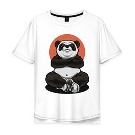 Мужская футболка хлопок Oversize с принтом Злая панда в Курске, 100% хлопок | свободный крой, круглый ворот, “спинка” длиннее передней части | Тематика изображения на принте: 