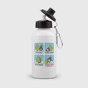 Бутылка спортивная с принтом Новогодний Пингвин в Курске, металл | емкость — 500 мл, в комплекте две пластиковые крышки и карабин для крепления | Тематика изображения на принте: 