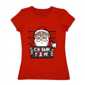 Женская футболка хлопок с принтом Типичный Дед Мороз в Курске, 100% хлопок | прямой крой, круглый вырез горловины, длина до линии бедер, слегка спущенное плечо | 