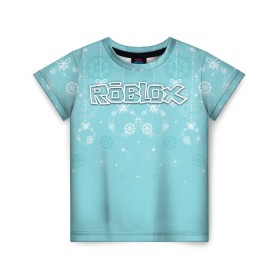 Детская футболка 3D с принтом Roblox Новогодний в Курске, 100% гипоаллергенный полиэфир | прямой крой, круглый вырез горловины, длина до линии бедер, чуть спущенное плечо, ткань немного тянется | dynablocks | roblox | блоки | вселенная | герои | год | кубики | новый | роблокс | снег | снежинки | узор