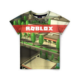 Детская футболка 3D с принтом ROBLOX City в Курске, 100% гипоаллергенный полиэфир | прямой крой, круглый вырез горловины, длина до линии бедер, чуть спущенное плечо, ткань немного тянется | Тематика изображения на принте: lego | logo | meme | memes | minecraft | oof | quest | roblocks | roblockx | roblox | studio | блок | блоки | голова | игра | игры | квест | лего | лицо | лого | логотип | майнкрафт | мем | мемы | онлайн | роблокс | студия
