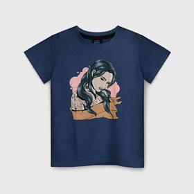Детская футболка хлопок с принтом Девушка в Курске, 100% хлопок | круглый вырез горловины, полуприлегающий силуэт, длина до линии бедер | Тематика изображения на принте: девушка | тату | татуировки