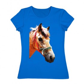 Женская футболка хлопок с принтом Лошадь в Курске, 100% хлопок | прямой крой, круглый вырез горловины, длина до линии бедер, слегка спущенное плечо | абстракция | конь | лошадка | лошадь