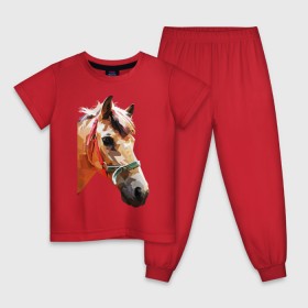 Детская пижама хлопок с принтом Лошадь в Курске, 100% хлопок |  брюки и футболка прямого кроя, без карманов, на брюках мягкая резинка на поясе и по низу штанин
 | абстракция | конь | лошадка | лошадь
