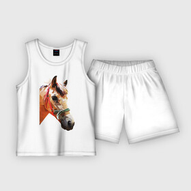 Детская пижама с шортами хлопок с принтом Лошадь в Курске,  |  | абстракция | конь | лошадка | лошадь