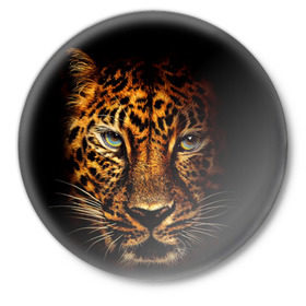 Значок с принтом Ягуар в Курске,  металл | круглая форма, металлическая застежка в виде булавки | гепард | кошка | леопард | охотник | тигр | хищник | ягуар