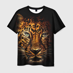 Мужская футболка 3D с принтом Ягуар в Курске, 100% полиэфир | прямой крой, круглый вырез горловины, длина до линии бедер | Тематика изображения на принте: гепард | кошка | леопард | охотник | тигр | хищник | ягуар