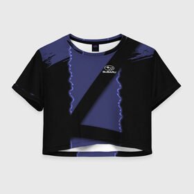 Женская футболка Cropp-top с принтом Subaru brend: Seat Belt в Курске, 100% полиэстер | круглая горловина, длина футболки до линии талии, рукава с отворотами | 