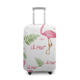 Чехол для чемодана 3D с принтом Lil Peep pink flamingo в Курске, 86% полиэфир, 14% спандекс | двустороннее нанесение принта, прорези для ручек и колес | benz truck | girls. pink | gustav hr | hip hop | lil | lil peep | peep | rap | лил | лилпип | листья | пальма | пальмы | пип | розовый | рэп | фламинго | хип хоп | эмо | эмо реп