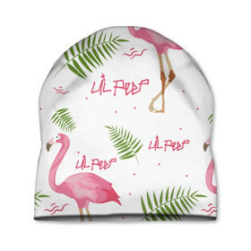 Шапка 3D с принтом Lil Peep pink flamingo в Курске, 100% полиэстер | универсальный размер, печать по всей поверхности изделия | Тематика изображения на принте: benz truck | girls. pink | gustav hr | hip hop | lil | lil peep | peep | rap | лил | лилпип | листья | пальма | пальмы | пип | розовый | рэп | фламинго | хип хоп | эмо | эмо реп