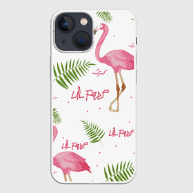 Чехол для iPhone 13 mini с принтом Lil Peep pink flamingo в Курске,  |  | Тематика изображения на принте: benz truck | girls. pink | gustav hr | hip hop | lil | lil peep | peep | rap | лил | лилпип | листья | пальма | пальмы | пип | розовый | рэп | фламинго | хип хоп | эмо | эмо реп