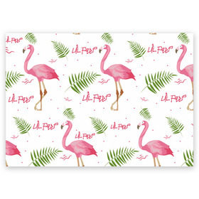 Поздравительная открытка с принтом Lil Peep pink flamingo в Курске, 100% бумага | плотность бумаги 280 г/м2, матовая, на обратной стороне линовка и место для марки
 | benz truck | girls. pink | gustav hr | hip hop | lil | lil peep | peep | rap | лил | лилпип | листья | пальма | пальмы | пип | розовый | рэп | фламинго | хип хоп | эмо | эмо реп