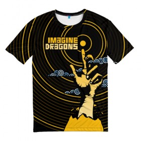 Мужская футболка 3D с принтом Imagine Dragons в Курске, 100% полиэфир | прямой крой, круглый вырез горловины, длина до линии бедер | imagine dragons | imagine dragons origins | имэджн драгонз | рок