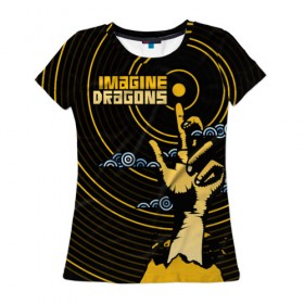 Женская футболка 3D с принтом Imagine Dragons в Курске, 100% полиэфир ( синтетическое хлопкоподобное полотно) | прямой крой, круглый вырез горловины, длина до линии бедер | imagine dragons | imagine dragons origins | имэджн драгонз | рок