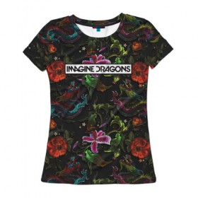 Женская футболка 3D с принтом Imagine Dragons Ink в Курске, 100% полиэфир ( синтетическое хлопкоподобное полотно) | прямой крой, круглый вырез горловины, длина до линии бедер | Тематика изображения на принте: imagine dragons | imagine dragons origins | имэджн драгонз | рок