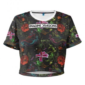 Женская футболка Cropp-top с принтом Imagine Dragons Ink в Курске, 100% полиэстер | круглая горловина, длина футболки до линии талии, рукава с отворотами | imagine dragons | imagine dragons origins | имэджн драгонз | рок