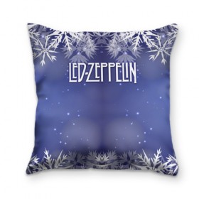 Подушка 3D с принтом Новогодний Led Zeppelin в Курске, наволочка – 100% полиэстер, наполнитель – холлофайбер (легкий наполнитель, не вызывает аллергию). | состоит из подушки и наволочки. Наволочка на молнии, легко снимается для стирки | 