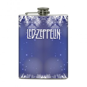 Фляга с принтом Новогодний Led Zeppelin в Курске, металлический корпус | емкость 0,22 л, размер 125 х 94 мм. Виниловая наклейка запечатывается полностью | 