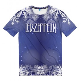 Мужская футболка 3D с принтом Новогодний Led Zeppelin в Курске, 100% полиэфир | прямой крой, круглый вырез горловины, длина до линии бедер | 
