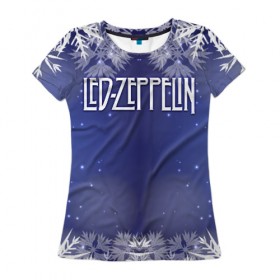 Женская футболка 3D с принтом Новогодний Led Zeppelin в Курске, 100% полиэфир ( синтетическое хлопкоподобное полотно) | прямой крой, круглый вырез горловины, длина до линии бедер | 