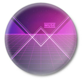 Значок с принтом Muse: Simulation Theory в Курске,  металл | круглая форма, металлическая застежка в виде булавки | alternative | music | retro | rock | simulation | theory | альбом | альтернатива | альтернативная | беллами | музыка | мьюз | мэтью | ретро | рок
