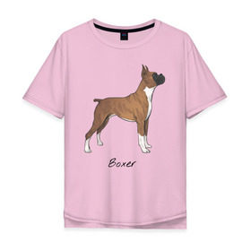 Мужская футболка хлопок Oversize с принтом Немецкий Боксер в Курске, 100% хлопок | свободный крой, круглый ворот, “спинка” длиннее передней части | Тематика изображения на принте: boxer | dog | боксёр | собака | собака боксер | собаки