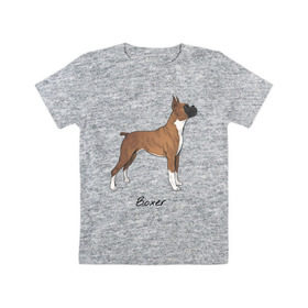 Детская футболка хлопок с принтом Немецкий Боксер в Курске, 100% хлопок | круглый вырез горловины, полуприлегающий силуэт, длина до линии бедер | boxer | dog | боксёр | собака | собака боксер | собаки
