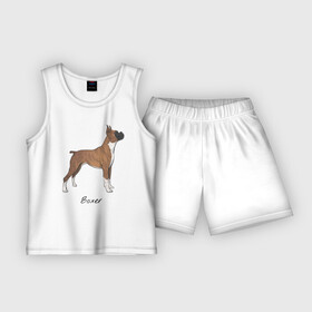 Детская пижама с шортами хлопок с принтом Немецкий Боксер в Курске,  |  | boxer | dog | боксёр | собака | собака боксер | собаки