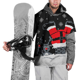 Накидка на куртку 3D с принтом Санта Клаус в трубе в Курске, 100% полиэстер |  | Тематика изображения на принте: 2019 | вверх ногами | год | дед мороз | животные | зима | из трубы | кирпичи | клаус | красный | крыша | мыши | новый год | нос | ночь | падает | подарок | поздравление | праздник | ремень | рождество