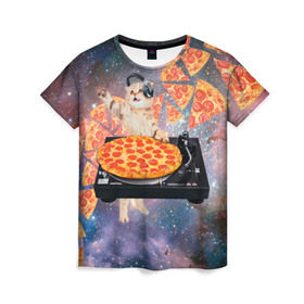 Женская футболка 3D с принтом Кот Диджей в Курске, 100% полиэфир ( синтетическое хлопкоподобное полотно) | прямой крой, круглый вырез горловины, длина до линии бедер | cat | cosmos | dj | fast | fastfood | food | meme | party | pizza | space | вечеринка | диджей | еда | космос | кошак | кошка | мем | пицца | фастфуд