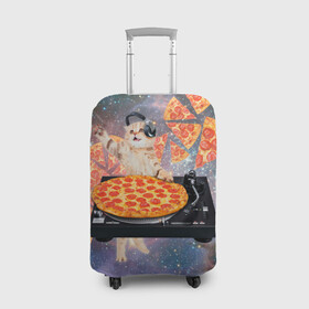 Чехол для чемодана 3D с принтом Кот Диджей в Курске, 86% полиэфир, 14% спандекс | двустороннее нанесение принта, прорези для ручек и колес | cat | cosmos | dj | fast | fastfood | food | meme | party | pizza | space | вечеринка | диджей | еда | космос | кошак | кошка | мем | пицца | фастфуд