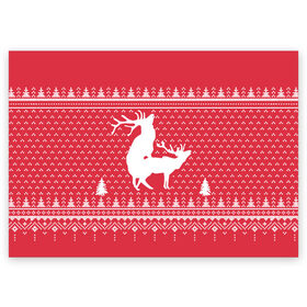 Поздравительная открытка с принтом Свитер с оленями в Курске, 100% бумага | плотность бумаги 280 г/м2, матовая, на обратной стороне линовка и место для марки
 | 2019 | валентина | вязанье | год | день святого | деревья | ели | ёлки | животные | зима | к | лесные | лучший | любовь | мода | молодёжная | новый год | олени | орнамент | подарок | поздравление | праздник